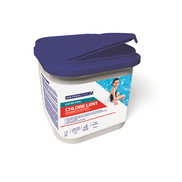 Chlore lent pour tous types de piscines - AstralPool - galets de 250g - seau de 5 kg