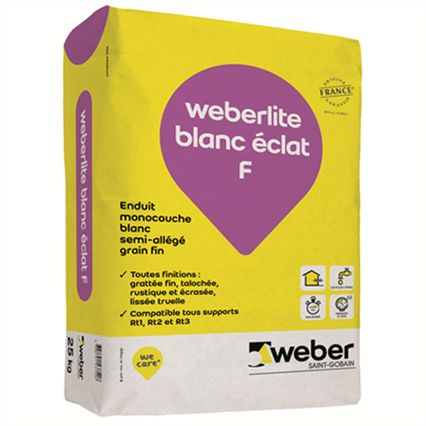 Enduit Monocouche Semi all g Weberlite F Blanc clat Sac De 25 Kg enduit-monocouche-semi-all-g-weberlite-f-blanc-clat-sac-de-25-kg
