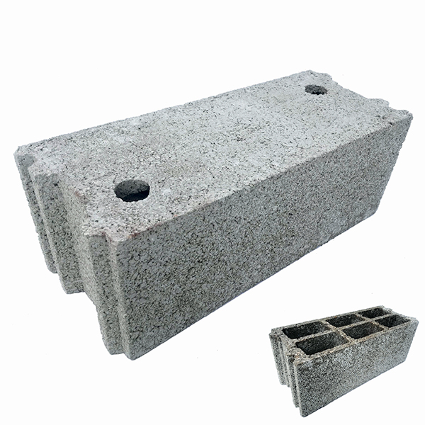 Bloc béton retourné à emboîtement 500 x 200 x 200 mm - B40 - 3 parois 6 trous