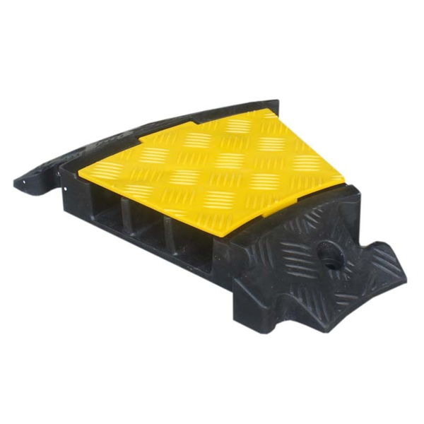 Protection Câble Sol 2m 3 Canaux - Cache-Câble Caoutchouc Résistant Noir Jaune