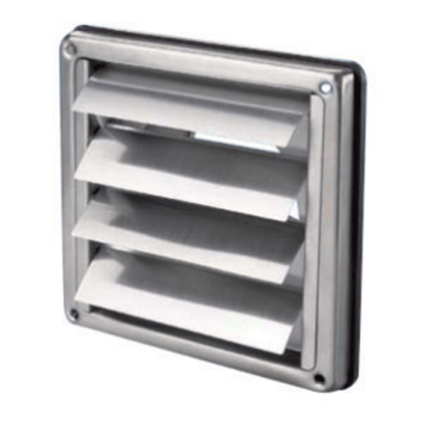 Grille ventilation à volet 137x137mm diametre 100 mm teinte inox