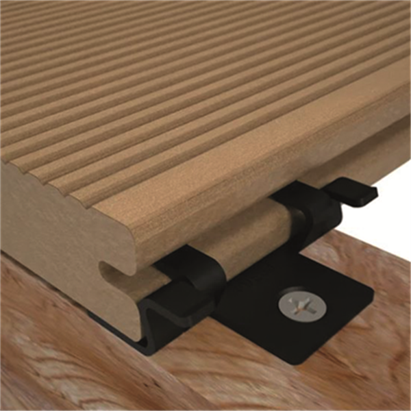 Clips de fixation en bois composite pour le vissage de lames de terrasse en bois compositeVis en acier inoxydable. 