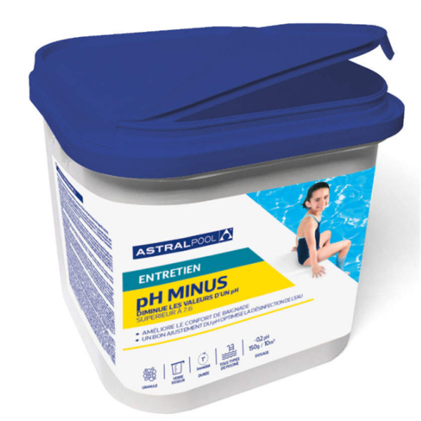Régulateur de pH de piscine en granulés - pH Minus Astralpool - avec verre doseur - seau de 5 kg