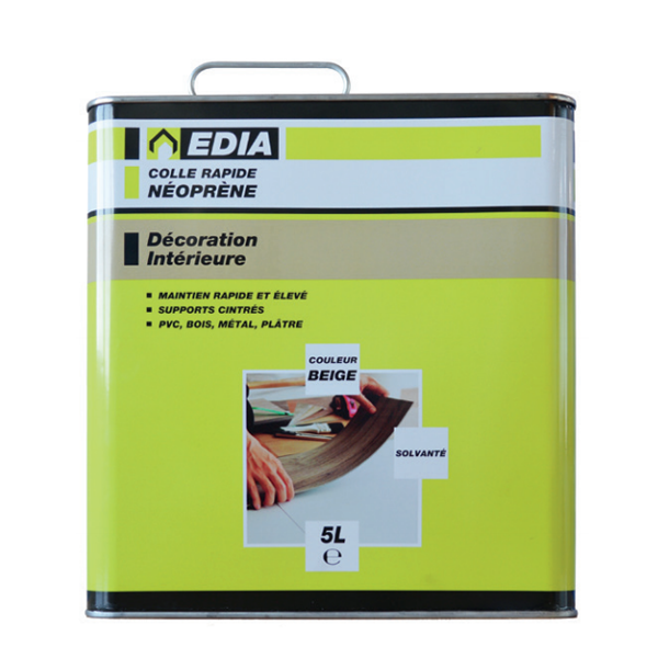 Colle rapide néoprène Edia tous types supports beige Bidon 5 litres