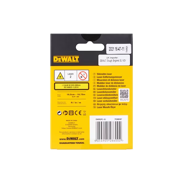 Télémètre laser de poche Dewalt DW055PL-XJ à batterie - portée de 16 mètres