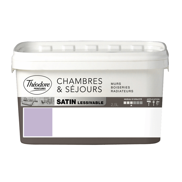 Peinture acrylique lessivable Théodore Peintures Lavande Satin 2,5L