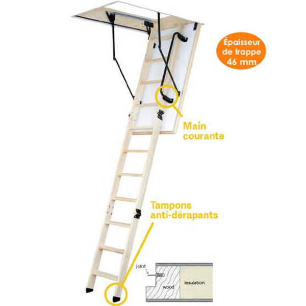 Escalier escamotable avec trappe isolée de 46 mm 1,3 W/m²k 120 x 60 MM — free download