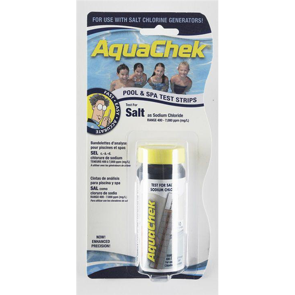 Languettes d'analyse piscine équipées d'un électrolyseur - AquaChek Sel - 10 languettes
