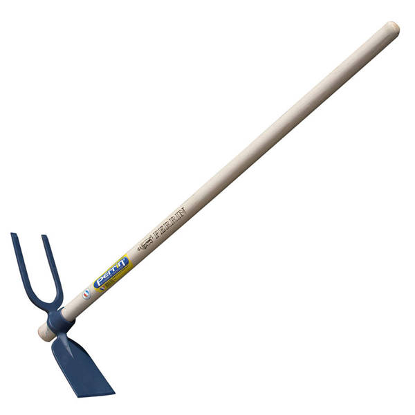 Serfouette vigne forgée Perrin Panne fourche 40cm Manche droit 100cm