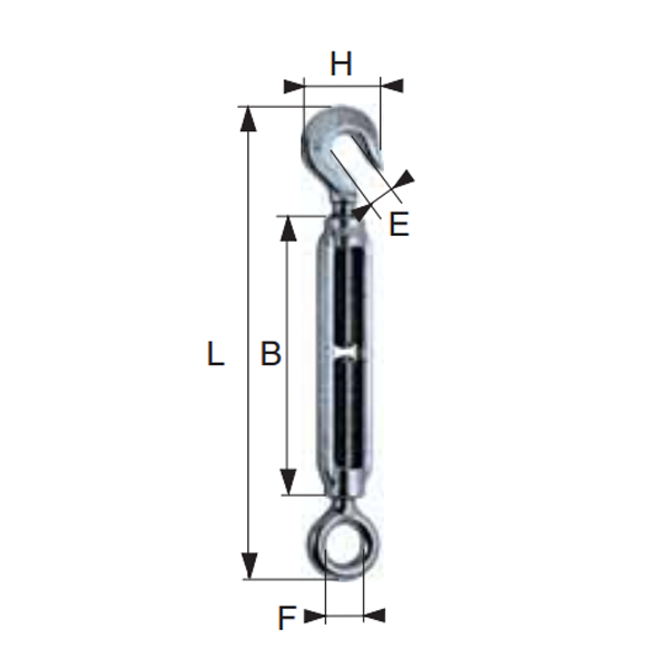 Tendeur à Lanterne Estampé - 2 Yeux Ronds - Acier Galvanisé