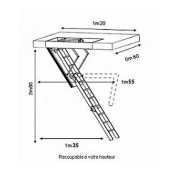 Escalier escamotable avec trappe isolée de 46 mm 1,3 W/m²k 120 x 60 MM — free download