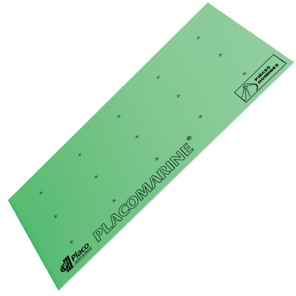 Plaque de plâtre hydrofuge - Placomarine BA13 - 2,60 M x 1,20 M - ép. 12,5 MM