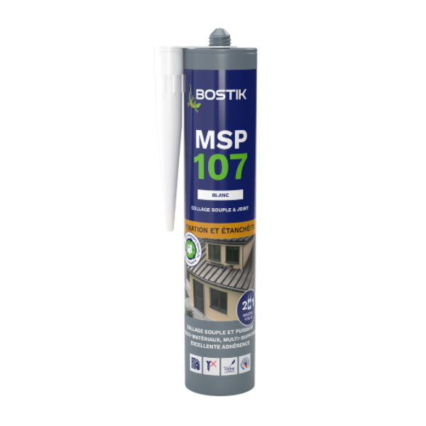 Mastic multi-usages colle et joint - Bostik MSP 107 Gris - cartouche 290 MLT