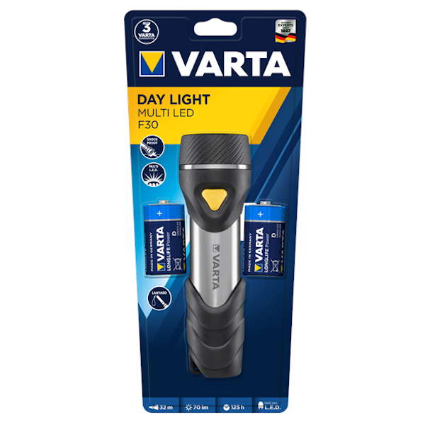 Lampe torche à piles Varta Day Light multi led F30 2 piles LR20 fournies 17612101421