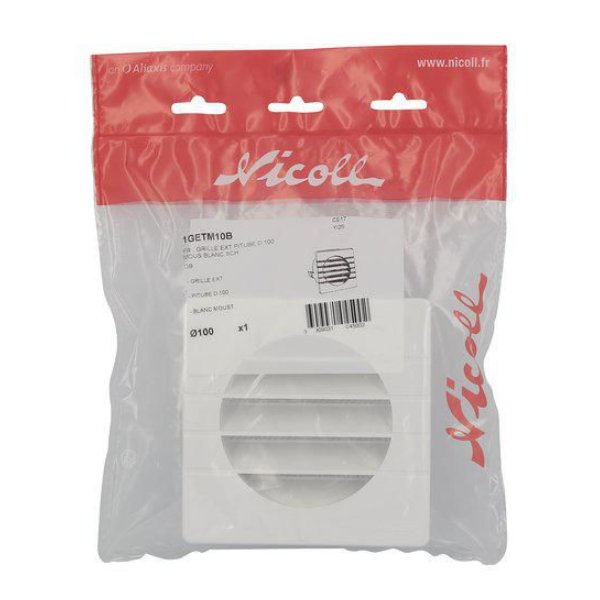 Grille Ronde Int. à Fermeture Avec Moust. Pour Tube 110 Mm Blanc